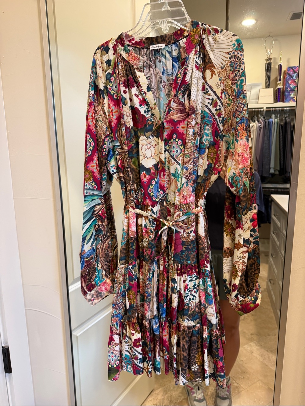 Robert Graham Multicolor Floral Patchwork Long-Sleeve Dress